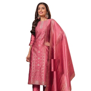 Conjunto de Kurti y Duppatta de Seda Premium con Bordado y Trabajo Manual para Mujer, para Fiestas y Bodas - Product Image 4