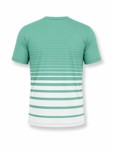 Camiseta de Manga Corta a Rayas para Hombre, Corte Regular, Cuello Redondo, Transpirable, de Poliéster Tejido, Informal, con Logotipo Estampado en la Parte Delantera - Product Image 3