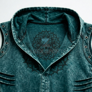 Gilet sans manches en denim de coton premium, style vintage, pour homme, broderie frontale, streetwear urbain, décontracté, pour le quotidien, collection automne - Product Image 5