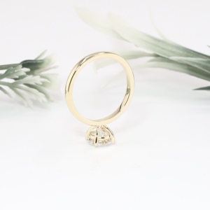 Yellow Gold Round Cut Lab Grown Diamond Engagement <b>Ring</b> Classic Four Prong Solitaire <b>Plain</b> Wedding Band Fine Jewelry For Women - Product Image 2