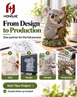 Großhandelspreis Harz-Koala Gartendekoration Outdoor Wandmontierte Tierdekoration zur Dekoration mit Solarbetrieb