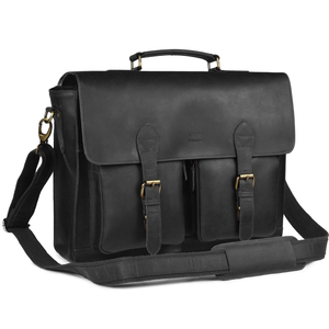 Genuine Leather Messenger Bag with Arcuate Shoulder Strap Detachable Handle Unisex Satchel <b>Briefcase</b> for Hunting - Product Image 6