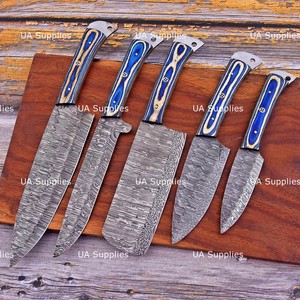 Ensemble de couteaux de chef en acier Damas forgé à la main avec manche en résine, lames pleines de style japonais de 8 à 9,9 pouces, couteaux de cuisine pour droitiers - Product Image 6