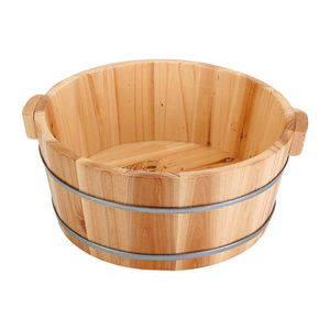Bañera de madera de alta calidad para pies, cubo redondo de madera con asa para spa en casa, de fábrica en Vietnam - Product Image 1
