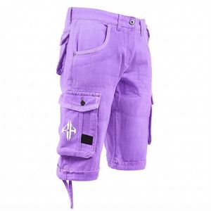 Pantalones Cortos de Mezclilla para Hombre, de Alta Calidad, con Estampado de Serigrafía, Estilo Jeans, de Pierna Ancha, Material Spandex/Poliéster - Product Image 4