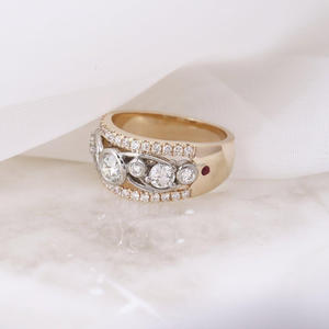 Igi/gia แล็บตัดเพชรวินเทจ14K สีเหลืองงานแต่งงาน/หมั้นแหวน unisex ในงานปาร์ตี้ทองคำสีขาว-คู่ควรกับแหวนครบรอบ - Product Image 2