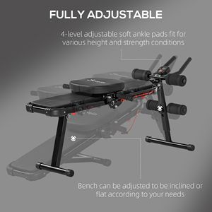 <b>Foldable</b> Home Gym System <b>Workout</b> <b>Bench</b> and Abdominal Cruncher with Resistance Bands for Ab Exercises - Product Image 5