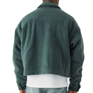 Chaqueta de lana verde para hombre con cuello vuelto y botones, abrigo informal de invierno - Product Image 3