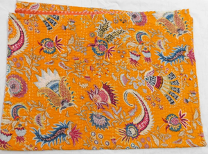 Courtepointe de lit vintage élégante brodée Kantha 100% coton fabriquée à la main de manière écologique toutes saisons au prix de gros - Product Image 4