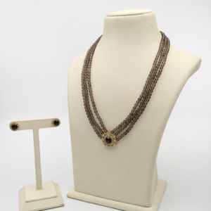 Elegante Conjunto de Collar y Pendientes de Cuarzo Ahumado con Corte Cojín de 10MM, Joyería de Moda con Piedras Preciosas para Mujer - Product Image 3