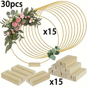 30 grandes cerceaux floraux en métal pour couronnes de mariage, guirlandes de Noël, macramé, décoration, base pour artisanat, 30 cerceaux floraux en métal - Product Image 5