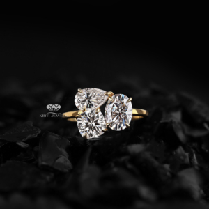 Three Stone Lab Grown Diamond Engagement <b>Ring</b> Mixed Shape Pear Oval and <b>Cushion</b> Cut Bridal <b>Wedding</b> Jewelry Supplier - Product Image 1