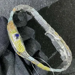 Montre de luxe mécanique pour homme, entièrement pavée de moissanite et de diamants, cadran Roma en verre à taille ronde, design de créateur - Product Image 2