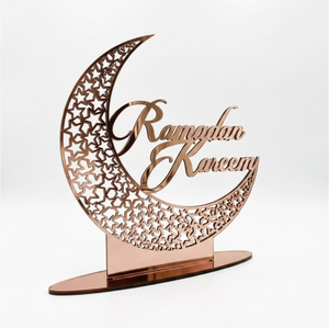 Wholesale Ramadan Decor <b>Gold</b> Crescent Moon Star <b>Statue</b> Islamic Home Decoration Metal Wooden Mosque Silhouette Table Centerpiece - Product Image 5