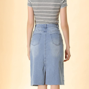 2026 Women's Denim Casual <b>Skirt</b> New Fashion Loose <b>Elastic</b> <b>Waist</b> with Belt Solid Color Natural Waistline OEM Serviced <b>Skirt</b> - Product Image 5