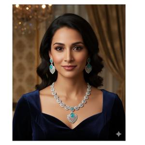 ชุดสร้อยคอทองเหลืองงานฝีมือเคลือบผิวแบบโบราณขายดี พร้อมต่างหูเข้าชุด สำหรับงานแต่งงาน งานเทศกาล งานปาร์ตี้ และชุดเจ้าสาว - Product Image 4