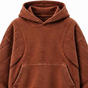 Sweat à capuche oversize pour homme, couleur unie, en molleton de coton, décontracté, avec poche avant, manches classiques, pour l'hiver, coupe ample, brodé, ODM, faible MOQ - Product Image 4