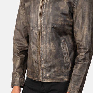 <b>Men's</b> Casual Slim Solid Sheep Skin Leather <b>Jacket</b> with Stand Collar High Street Fashion for Winter <b>jacket</b> for <b>men</b> - Product Image 4