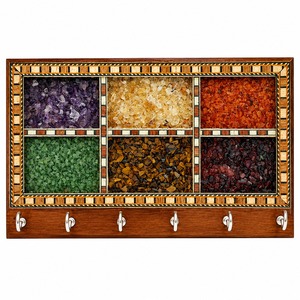 Creative Handmade Roose Wooden Hand Crafted <b>Key</b> <b>Hanger</b> With Small Multicolor Gemstone Work Wall Mounted Modern <b>Key</b> <b>Hanger</b> - Product Image 1