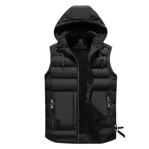 Veste en coton sans manches décontractée pour hommes, mode de rue haute, avec capuche amovible, fourniture en gros OEM d'hiver - Product Image 2