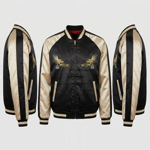 เสื้อแจ็คเก็ตซูคาจังแฟชั่นพรีเมียมสำหรับผู้ชาย คอตั้ง ผ้าซาตินเรียบด้านหน้า น้ำหนักเบา ทันสมัย ปักลาย สไตล์สตรีท - Product Image 2