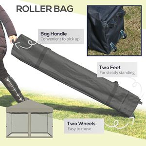 Gazebo Pieghevole 3x3 Metri con Zanzariera e Borsa con Ruote, Pareti Laterali Regolabili in Altezza per Feste - Product Image 6