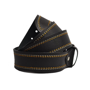 Ceinture en cuir de vachette noir avec boucle à ardillon rectangulaire, style décontracté, durable, moulage monobloc - Product Image 5