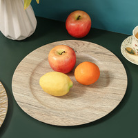 Assiettes décoratives en acrylique imitation bois à motif floral pour mariage, base de présentation pour événements, assiettes de présentation en plastique au design bois