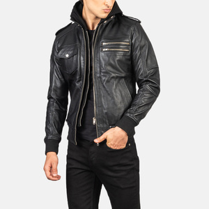 First Class Quality Winter Warm Leather Jacket Oversized Fit Is Complimented by Articulated Sleeves <b>Dropped</b> jacket for men - Product Image 2