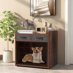 Mueble para Perros de Interior con 2 Cajones de Tela, Estilo Mesa Auxiliar, Casa para Mascotas - Product Image 2