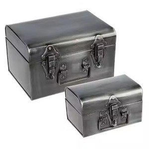 Coffre de rangement en acier thermolaqué noir et blanc, double tonalité, coffre utilitaire métallique, durable, verrouillable, pour la maison - Product Image 5
