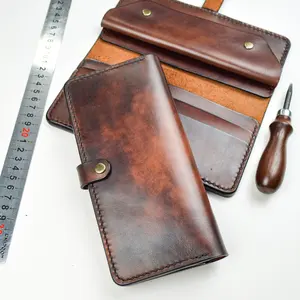 Individuelle Leder lange doppelfaltung Brieftasche Leder braun für sie oder ihn Herren Damen für Banknoten Griff lang LSW-0098
