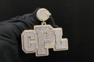 Pendentif Lettre CPL Plaqué Or Alliage Cristal Strass Thème Islamique Hiphop Unisexe Bijou Cadeau - Product Image 3