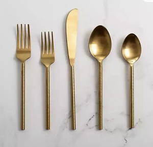 Luxury Stainless Steel Cutlery <b>Set</b> Wedding Travel Cutlery Royal Dessert Spoon Silverware Gold Plated <b>Flatware</b> <b>Set</b> Place Setting - Product Image 2