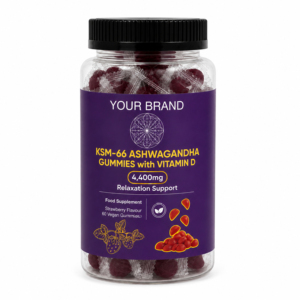 Gomitas Premium de Ashwagandha KSM 66 con Vitamina B6, Textura Suave y Masticable Natural, Envase Sellado, Suplemento Dietético - Product Image 1