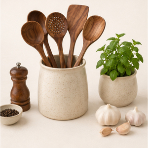 Handmade Wooden <b>Cooking</b> Spoons Set Kitchen Utensil Set Durable Frying Spatula And Serving Ladle Spoon <b>Kit</b> For Nonstick Cookware - Product Image 6