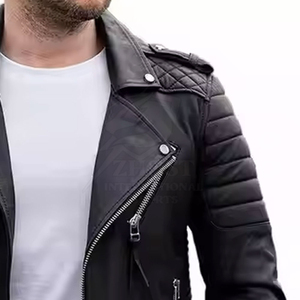 Chaqueta de Motociclista de Cuero PU Ligera y Resistente al Viento para Hombre, Color Negro, con Cuello Plegable y Cierre de Cremallera, Corte Ajustado - Product Image 5