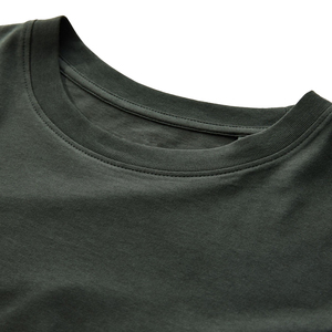 T-shirt en coton uni pour homme, manches courtes, col rond, coupe ample, couleur unie, vêtement décontracté, jersey 100% coton, logo sur le devant - Product Image 2