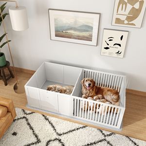 Cuccia per Cuccioli di Cani di Taglia Piccola, Media e Grande 165 cm x 80 cm con Tappetino Impermeabile e Porta Regolabile - Casette e Mobili per Animali Domestici - Product Image 1