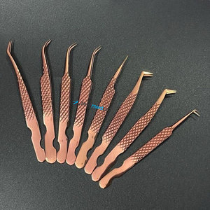 Pinzas Profesionales para Extensión de Pestañas, Color Oro Rosa, Acero Inoxidable de Grado Quirúrgico, Agarre Fuerte, Punta Fina - Product Image 2