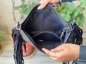 Bolso bandolera con flecos de piel de vaca occidental de alta calidad, superventas, monederos de hombro de cuero tallado genuino para uso de mujer - Product Image 6