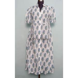 Nuevo Vestido de Verano para Mujer, Hecho a Mano en India, con Estampado Floral, de Algodón Puro, Tejido Natural, Ecológico, con Encaje, Superventas - Product Image 3