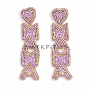 Pendientes de cuentas de cristal rosa claro hechos a mano, estilo bohemio, para mujer - Product Image 5