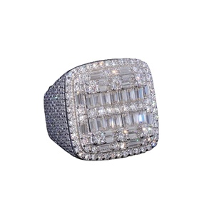Fully <b>Iced</b> Out Luxury Hip Hop Gold Plated Sterling Silver Moissanite <b>Ring</b> with Cut Diamonds Customizable Gemstone Combinations - Product Image 1