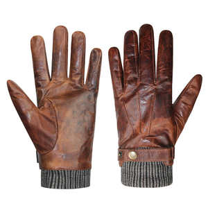 Gants en cuir imperméables à écran tactile pour homme, à doigts complets, style mode - Product Image 1