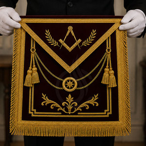 Custom Masonic <b>Master</b> Apron Detailed Embroidery Silk/Velvet Fabric Lightweight Square Shape Comfortable Design for Ceremonial - Product Image 5