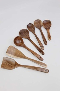 Juego de Utensilios de Cocina de Madera de Acacia de 7 Piezas, Cucharas de Madera Hechas a Mano para Cocinar, Juego de Espátulas Antiadherentes, Ecológico - Product Image 3