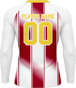 เสื้อแรชการ์ดออกกำลังกายผู้ชาย ดีไซน์ล่าสุด สีแดง แขนยาว พร้อมโลโก้แบบกำหนดเอง - Product Image 3