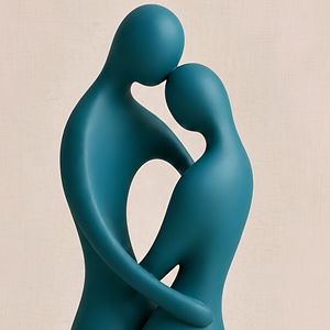 Sculpture décorative abstraite de couple enlacé, figurine en résine turquoise, décoration artistique contemporaine pour table de salon - Product Image 3