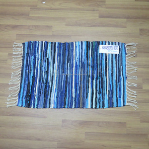 Coton durable et cuir recyclé tissé à la main tapis plats réversibles tissés lavables colorés pour la maison cuisine salon - Product Image 4